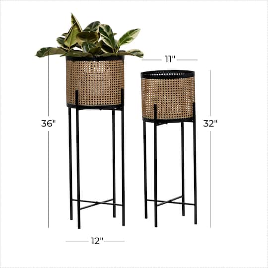 Gold Metal Glam Planter with Black Legs Set